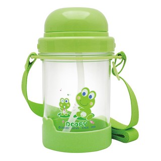 DOOBY 大眼蛙 新彈跳吸管水壺, 綠色, 330ml, 1個