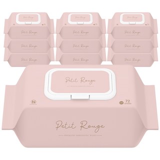 쁘띠루쥬 프리미엄 엠보싱 영유아 물티슈 캡형, 70g, 72매, 10개