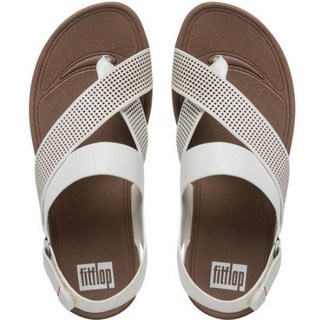 fitflop 白色皮革織帶夾腳涼鞋 FFSO9E702WT