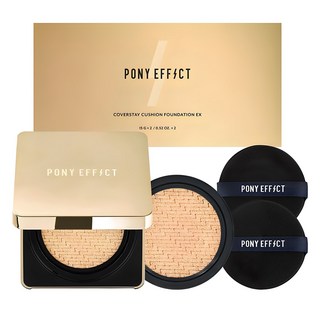 PONY EFFECT 絕對持久無瑕氣墊粉餅 升級版 15g+補充粉蕊 15g, 002 Natural Ivory, 1組
