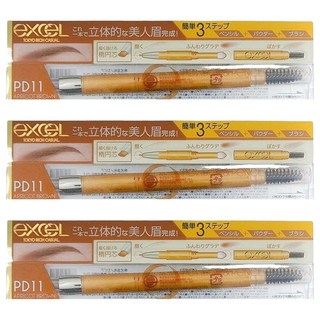 日本 excel 3合1 持久造型眉筆, PD11 杏桃棕, 3件