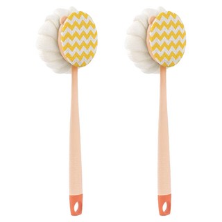 雙面長柄沐浴刷 Set 2支 PP+尼龍毛, 粉色, 1組