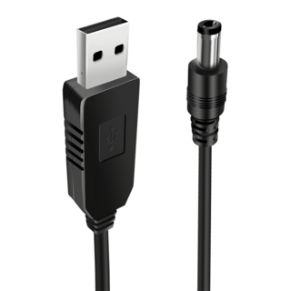 Neon 台灣霓虹 USB升壓線 轉DC5.5x2.1mm 9V 1A 黑色 純銅線芯外層PVC包裹, 1m, 1個