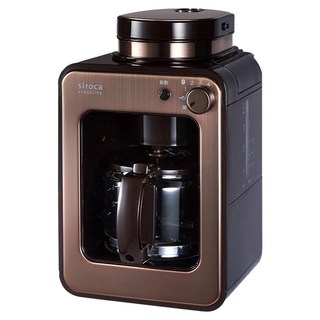 siroca crossline 全自動咖啡機, 全自動研磨悶蒸滴煮，30分鐘自動保溫，內部自動清洗, SC-A1210CB, 棕色
