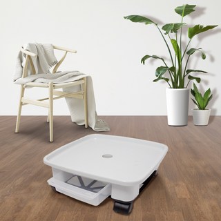 플라팜 이동식 정사각 화분받침대, 화이트, 1개