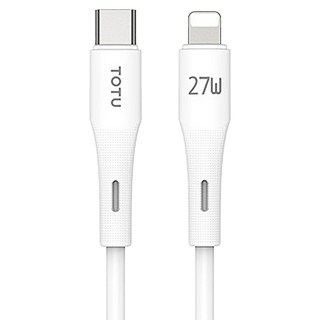 TOTU 拓途 Type-C to Lightning 液態矽膠傳輸快充線 27W 3A 1M, 白色, 1條