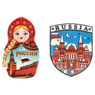 A-ONE 匯旺 俄羅斯娃娃 克里姆林宮辦公室磁鐵 C52 + 莫斯科布貼 2個 台灣製 7.5 x 6 CM, 1.89 x 3.31吋 + 2.5 x 3.1吋, C52 + 167