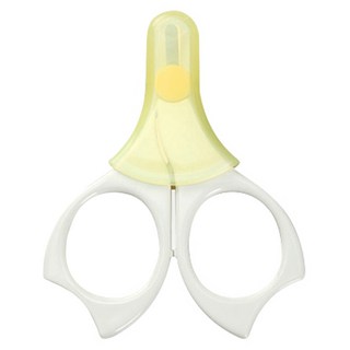 pigeon 貝親 剪刀 附蓋, 白色 + 黃色, 1支