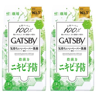 GATSBy 潔面濕紙巾 控油型, 2包