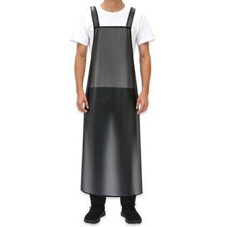 아루카 주방 방수 원피스 롱앞치마 업소용, 반투명 블랙, 1개