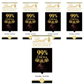 Lindt 瑞士蓮 極醇系列99%巧克力片 - 高品質巧克力, 50g, 5片