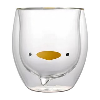 AWANA 可愛動物雙層玻璃杯 240ml, 鴨鴨, 1個