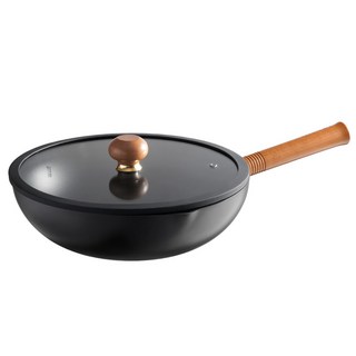 Lanmi 懶米 黑悟空系列 鈦晶不沾炒鍋加蓋, 1個, 28cm