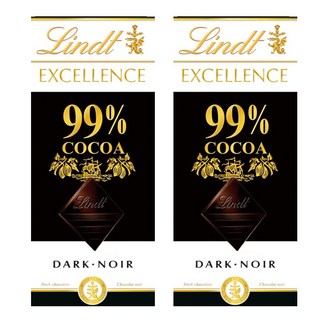 Lindt 瑞士蓮 極醇系列99%巧克力片 - 高品質巧克力, 50g, 2片