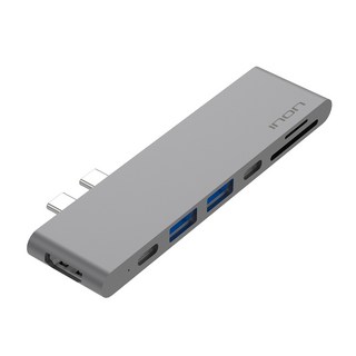INON USB 3.0 Type-C 雙埠 7合1 MacBook Pro 一體式多功能集線器 Thunderbolt 3 IN-UH310C, 灰色
