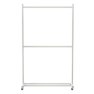comet 鐵製移動式雙層落地衣架, 白色
