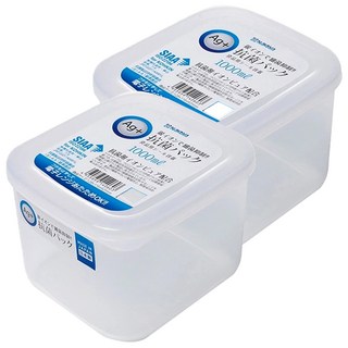 NAKAYA 抗菌保鮮盒 透明色 1L 2個, 1組