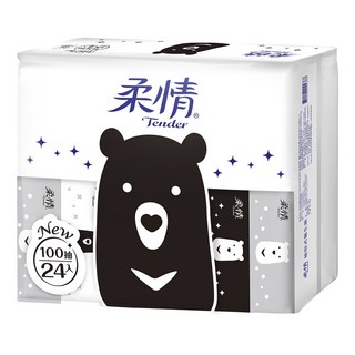柔情 抽取式衛生紙 熊熊經典款, 24包, 1袋