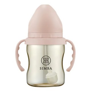 Simba 小獅王辛巴 蘊蜜鉑金PPSU寬口吸管把手防脹氣奶瓶 0歲以上, 栗粉, 200ml, 1個