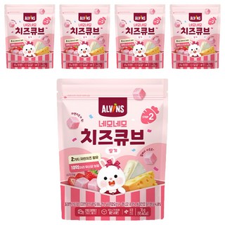 ALVINS 愛彬思 孩童四角起司塊, 16g, 草莓口味, 5包