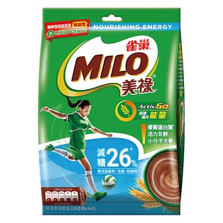 MILO 美祿 巧克力麥芽飲品 減糖配方 減糖26% 小分子大麥 優質蛋白, 25g, 14包, 1袋