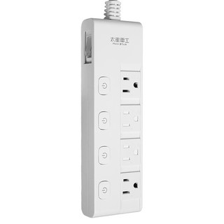 MAX STAR 太星電工 蓋安全五開四插滑蓋電腦線 1.8m, 白色, 1個