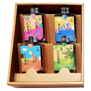 新味醬油 洄瀾禮盒 Set 米萃醬油 山苦瓜醬油 海洋醬油 紅藜醬油, 400ml, 1盒