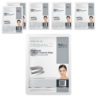 DERMAL 德瑪 白金保濕鎖水面膜 打造光滑水潤肌 韓國潤膚面膜, 1片, 6包
