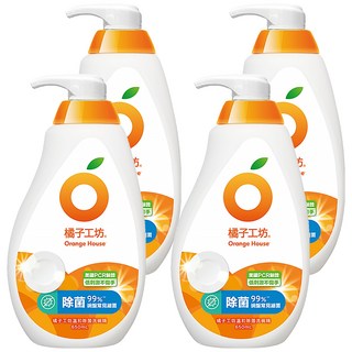 Orange House 橘子工坊 溫和除菌碗盤洗滌液, 650ml, 4瓶