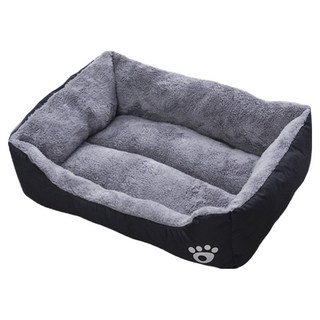 凹型窩 貓狗通用寵物床 L(80*60CM) 短毛絨, 黑色, 1個
