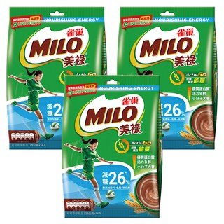 MILO 美祿 巧克力麥芽飲品 減糖配方 減糖26% 小分子大麥 優質蛋白, 25g, 14包, 3袋