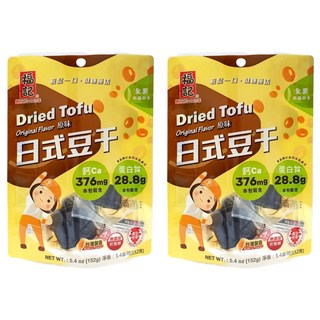 福記 日式素豆干 原味 非基因改造黃豆製造 純素休閒零嘴, 152g, 2袋