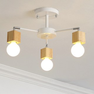 HONEY COMB 蜂巢燈飾 北歐風原木半吸頂三燈, 寬50公分, 高24公分, 鋼材烤漆, HC20258