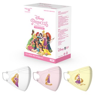 Eorinsum 迪士尼公主系列印花立體彩色口罩 魔髮奇緣款 S號, 1個, 白色、淺粉色、黃色, 30件
