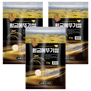 가가호호 2025년산 햅쌀 황금메뚜기쌀 백미, 상등급, 5kg, 3개