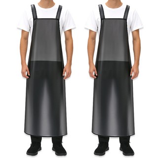 아루카 주방 방수 원피스 롱앞치마 업소용, 반투명 블랙, 2개