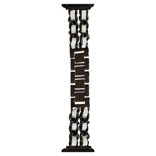 DAYA 名媛氣質款 金屬皮革錶帶 Apple Watch 3/4/5/6/SE 專用, 黑色, 1條