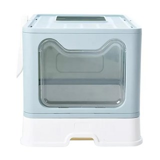 咕沛日常 藍色抽屜貓砂盆1入(40x50x39cm ) 兩用貓砂盆 貓砂盆 貓便盆 方形貓砂盆 封閉貓砂盆 走廊貓砂盆 外出貓砂盆, 1入, 藍色