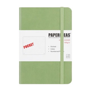 PAPERIDEAS A6 硬皮筆記本, 188頁, 有頁碼, 牛油果綠, 1本
