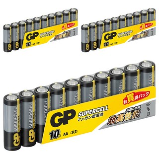 GP Batteries 超霸 3號超級碳鋅電池 黑色, 10顆, 3組