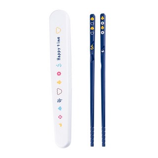 Richell 利其爾 兒童訓練筷第二階段, 附筷子收納盒, 方便外出攜帶, 適用年齡4-6歲, 藍, 1組