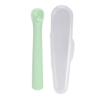 Dailylike Bonbon 幼兒矽膠湯匙 附收納盒, 薄荷綠, 1組