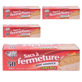 Chef Elite 食品保鮮夾鏈袋 不含BPA, 17 x 16.5cm, 50個, 4盒