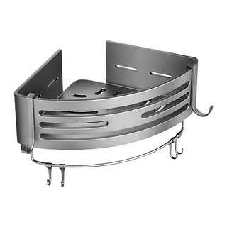 拍平方 太空鋁浴室收納架 三角標準, 無痕貼片安裝, 加寬底部, 承重力可達10kg左右, 底部鏤空, 通風瀝水, 28 x 22 x 5cm, 銀色, 1個