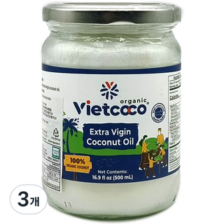 Vietcoco 初榨椰子油, 3個, 500ml
