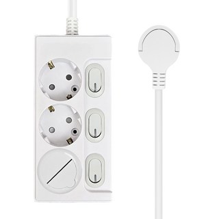 원스탑 재로갭 슬림 개별 스위치 멀티탭 3구 16A + 안전커버, 3m, 클린화이트, 1개