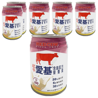 RED COW 紅牛 紅牛愛基含鉻營養液熱帶水果 補充蛋白質、膳食纖維 維持醣類正常代謝 零蔗糖 即開即飲, 237ml, 6罐