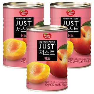Dongwon 東遠 JUST 無糖黃桃對切罐頭, 3個, 400g