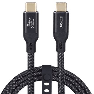 PX 大通 USB C-C 3.2 Gen2 240W充電傳輸線 10Gbps 鋁合金接頭 4K/60fps影像輸出, 1m, 曜石黑, 1條