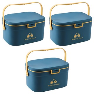 雙層醫藥急救保健收納箱 大款 靛青色, 3個